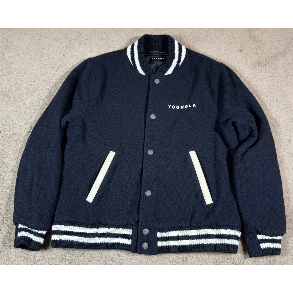 YoungLA Letterman Jacket 507 Limited Edition Black White Embroidered Small